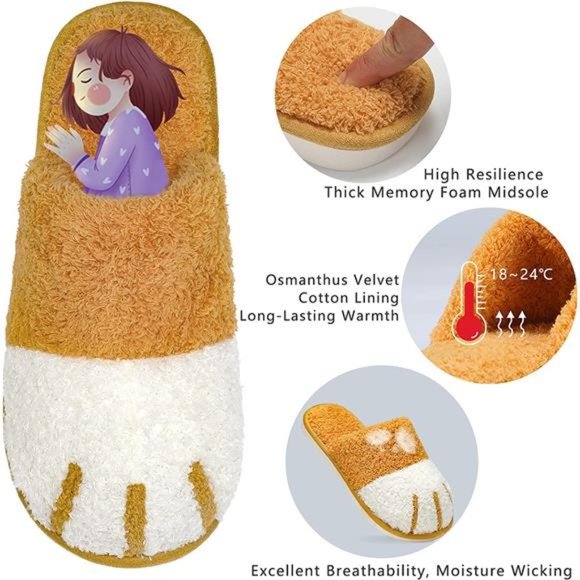 Cute Animal Slippers for Women, Winter Warm Memory Foam Soft Cozy Booties - Picture 4 of 7